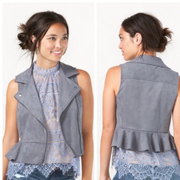 LC Lauren Conrad Jackets & Blazers - LC Lauren Conrad Gray Faux Suede Vest 14 NWT